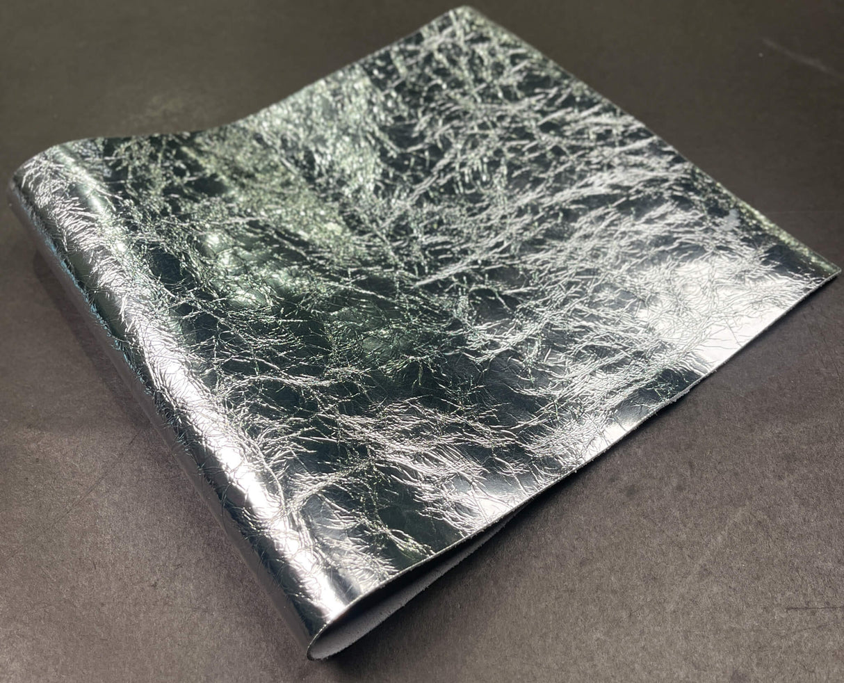 Crinkle Metallic Calf, Silver