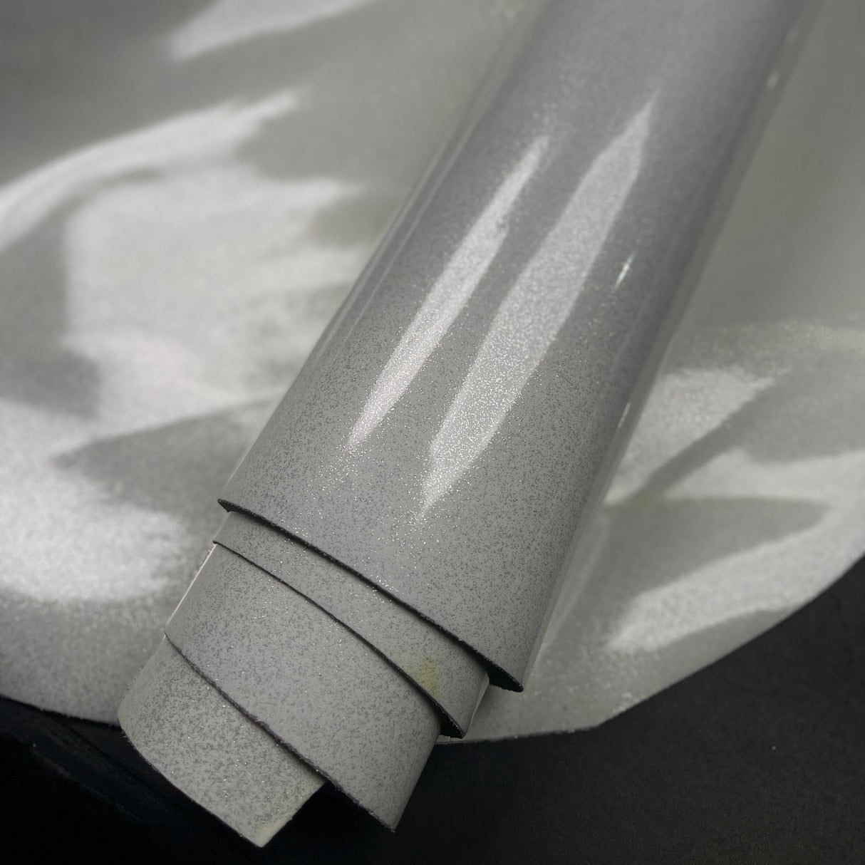 white glitter patent