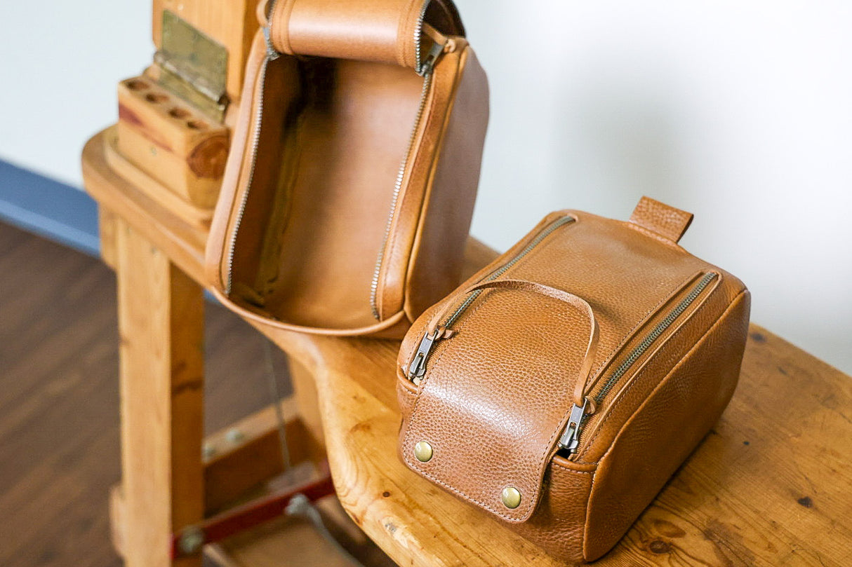 Pre-Cut Dopp Kit with Antique Brass Hardware