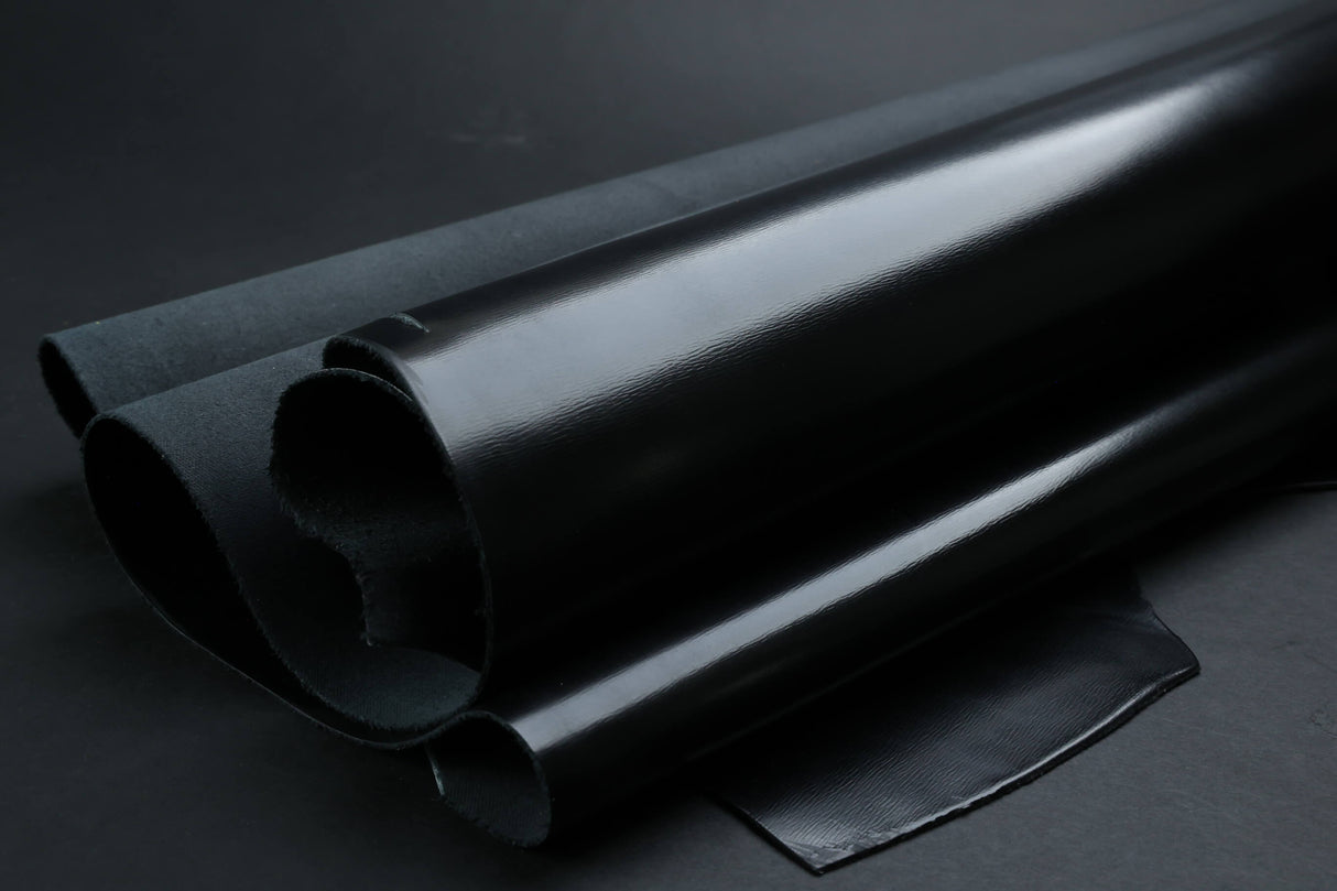 Nuova Overlord Black Vertical Pattern Embossed Patent Calf Full Side