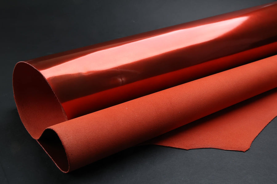 Nuova Overlord Blood Orange Patent Calf Full Side District Leather Supply